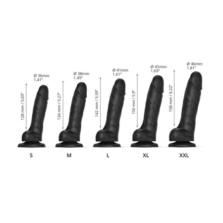 Реалистичный фаллоимитатор Strap-On-Me Sliding Skin Realistic Dildo Black - XXL, эффект подвижной ко || 