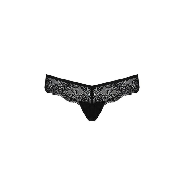 Кружевные трусики-танга с атласным бантиком Naja Thong black L/XL - Passion