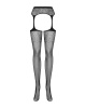 Сетчатые чулки-стокинги с цветочным рисунком Obsessive Garter stockings S207 XL/XXL, черные, имитаци || 