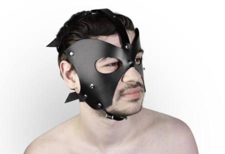 Кожаная маска cобаки 2в1 Feral Feelings, съемная морда || 