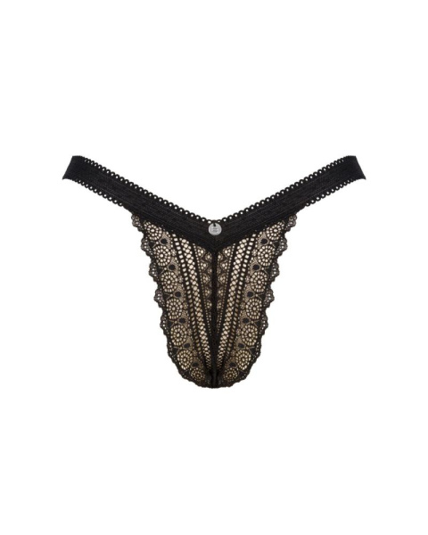 Кружевные трусики с заниженной талией Obsessive Estiqua panties XS/S, black