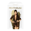 Комплект пеньюар с декором в виде роз и стрингами Penthouse - Sweet Retreat Black S/L || 