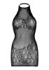 Платье-сетка со стразами Leg Avenue Rhinestone halter mini dress Black, открытая спина, one size || 