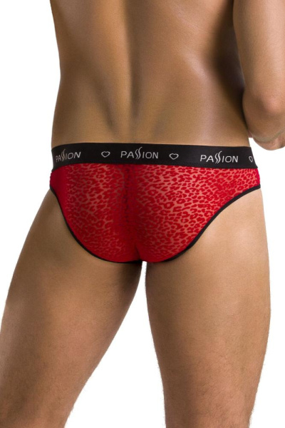 Мужские полупрозрачные трусы Passion 031 Slip Mike XXL/XXXL Red, под леопард
