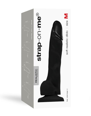 Реалистичный фаллоимитатор Strap-On-Me SOFT REALISTIC DILDO Black - Size M || 