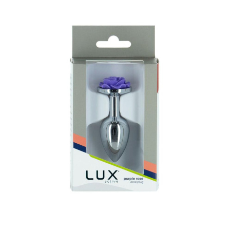 Металлическая анальная пробка Lux Active с розой - Rose Anal Plug - Purple, вибропуля в подарок || 