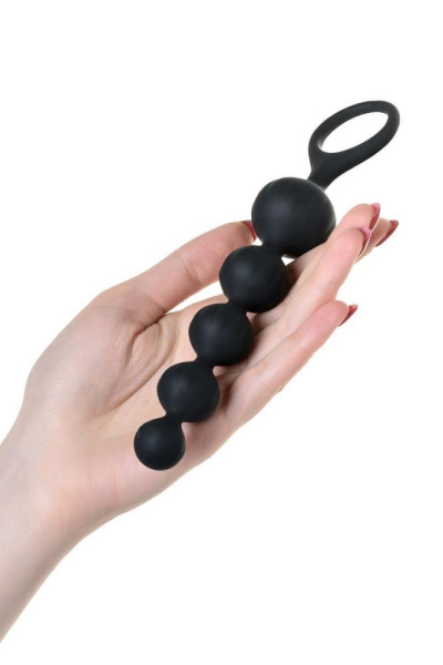 Набор анальных бус Satisfyer Beads Black, силикон, макс. диаметр 3,3 см и 3,5 см