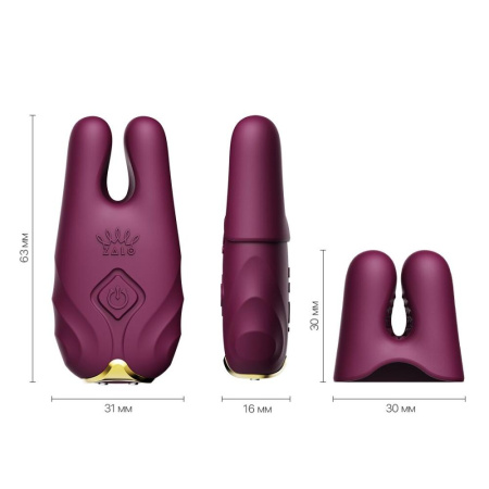 Смарт-вибратор для груди Zalo - Nave Velvet Purple, пульт ДУ, работа через приложение || 