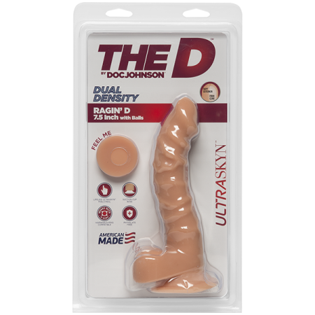 Фаллоимитатор Doc Johnson The D - Ragin D - 7,5 Inch With Balls - ULTRASKYN, диаметр 3,8см || 