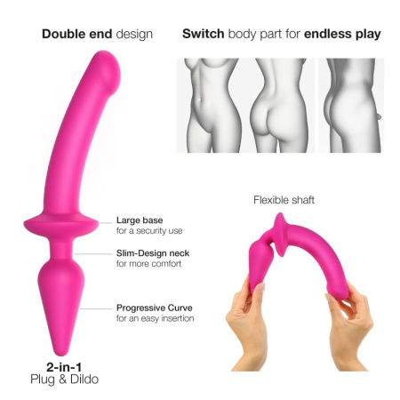 Анальная пробка с дилдо 2в1 Strap-On-Me SWITCH PLUG-IN DILDO Fuchsia L, диаметр 4,5/3,4 см || 