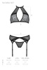 Комплект белья Passion SATARA SET L/XL black, топ, пояс для чулок, стринги || 