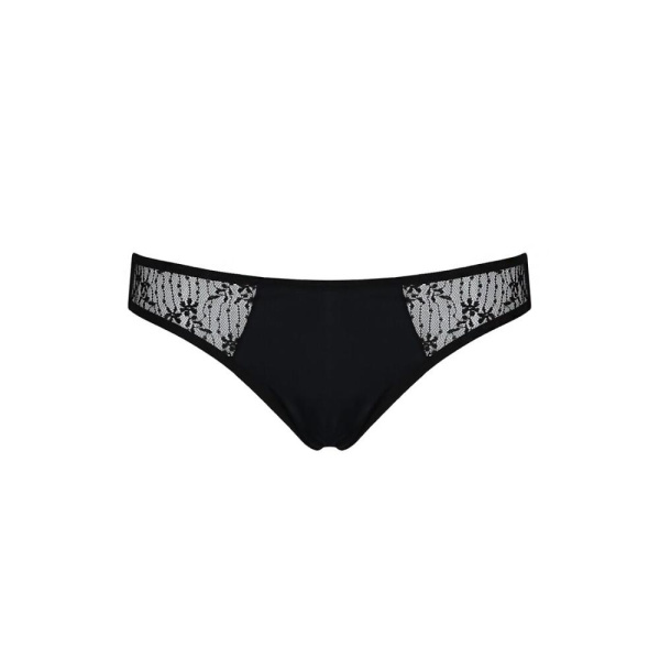 Трусики-слипы с кружевной сеточкой Dina Thong black S/M - Passion