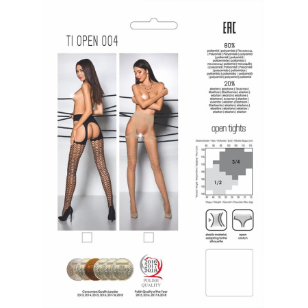 Эротические колготки TIOPEN 004 nero 1/2 (fishnet 40 den) - Passion, имитация чулок и пояса || 