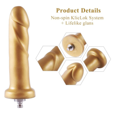 Золотой фаллоимитатор Hismith 6.8″ Golden Silicone Dildo, система KlicLok || 