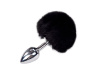 Металлическая анальная пробка Кроличий хвостик Alive Fluffy Plug S Black, диаметр 2,8 см