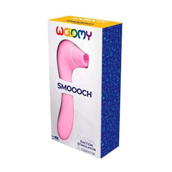 Вакуумный стимулятор с вибрацией Wooomy Smoooch Pink Clitoral Suction & Vibration, 10х2 режимов