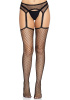 Чулки-сетка Leg Avenue Net stockings with garter belt One size Black, пояс, подвязки || 
