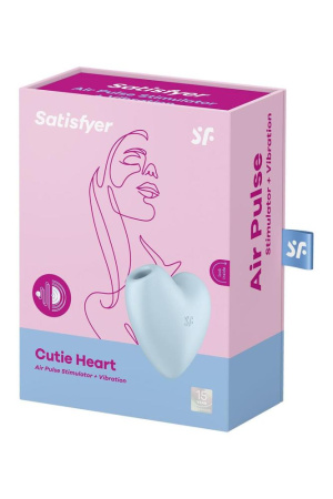 Вакуумный стимулятор-сердечко с вибрацией Satisfyer Cutie Heart Blue || 