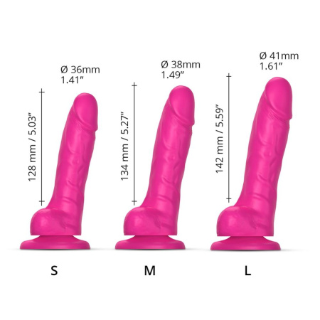 Реалистичный фаллоимитатор Strap-On-Me Sliding Skin Realistic Dildo Fuchsia - M, эффект подвижной ко || 