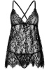 Пеньюар Leg Avenue Floral lace babydoll & string Black M || 