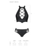 Комплект из эко-кожи Nancy Bikini black L/XL - Passion, бра и трусики с имитацией шнуровки || 