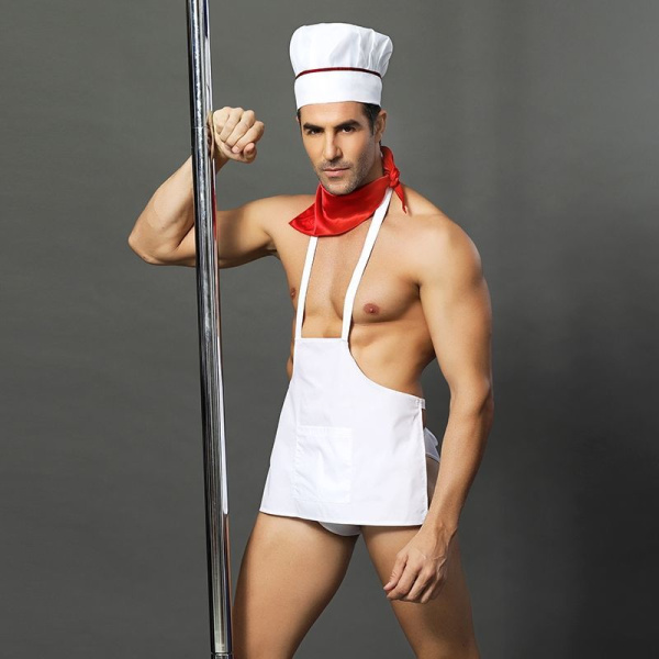 Мужской эротический костюм повара "Умелый Джек" One Size S/M: слипы, фартук, платок и колпак