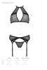 Комплект белья Passion SATARA SET S/M black, топ, пояс для чулок, стринги || 