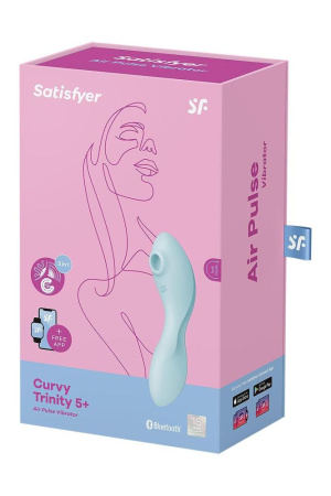 Вакуумный смарт-стимулятор с вибрацией Satisfyer Curvy Trinity 5 (Blue), управление со смартфона || 