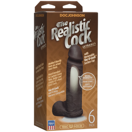 Фаллоимитатор Doc Johnson The Realistic Cock 6 inch Black - ULTRASKYN, Vac-U-Lock, диаметр 4,3см || 