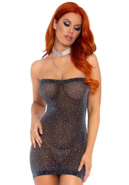 Платье-бандо со стразами Leg Avenue Lurex rhinestone tube dress, с люрексом, one size