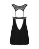 Сорочка бэби-долл с кружевом на груди Obsessive Donna Dream babydoll XL/2XL Black, стринги || 
