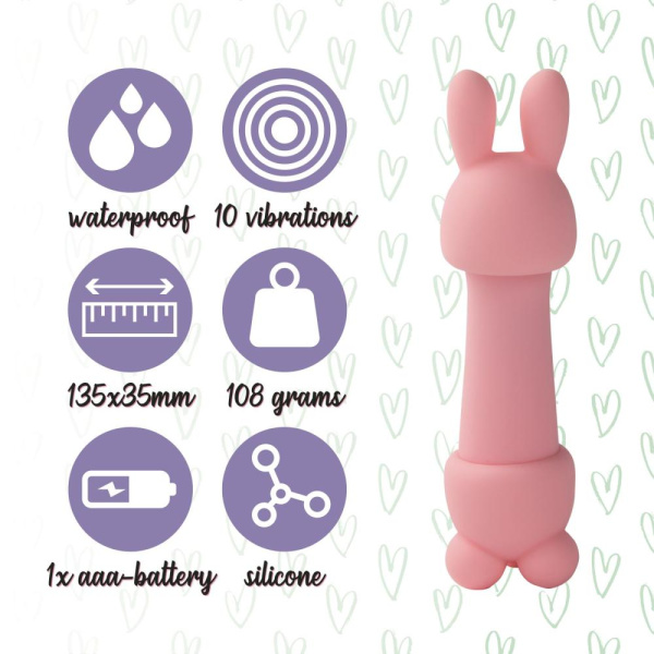 Мини-вибратор FeelzToys Mister Bunny Pink с двумя насадками