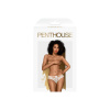 Трусики-бразилиана Penthouse Adore Me S/M White, цветочное кружево, тонкие ремешки, бантики || 