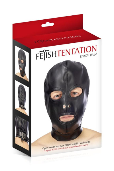 Капюшон для БДСМ с открытыми глазами и ртом Fetish Tentation Open mouth and eyes BDSM hood