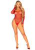 Боди Leg Avenue Crystalized fishnet bodysuit Red One Size || 