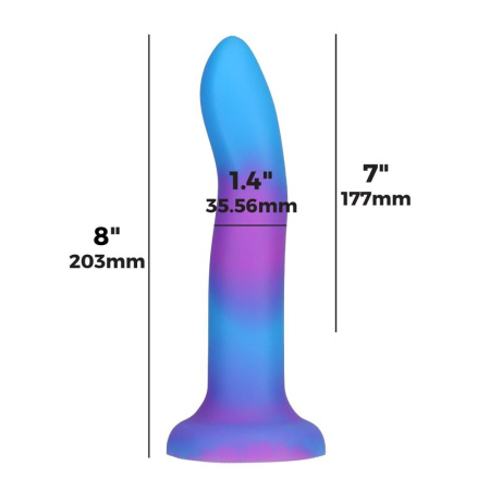 Светящийся в темноте фаллоимитатор ADDICTION Rave 8″ Glow in the Dark Dildo Blue Purple, 20,3 см || 