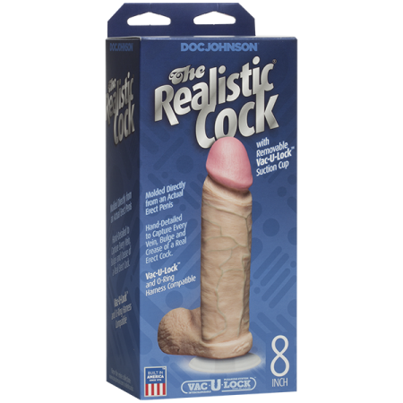 Фаллоимитатор Doc Johnson The Realistic Cock 8 inch White - PVC, Vack-U-Lock, диаметр 5,1см || 