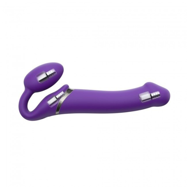 Безремневой страпон с вибрацией Strap-On-Me Vibrating Violet XL, диам. 4,5см, пульт ДУ, регулируемый