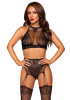 Комплект Leg Avenue Crop top and garter panty Black