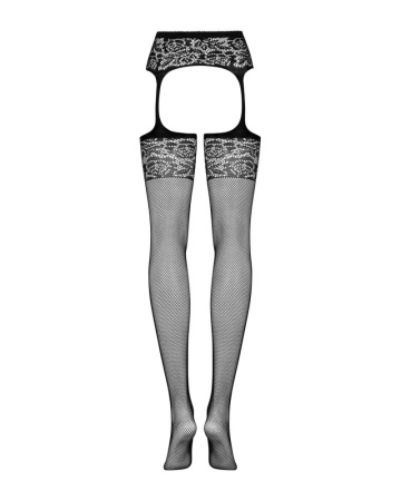Сетчатые чулки-стокинги с имитацией гартеров Obsessive Garter stockings S500 S/M/L, черные, с доступ || 