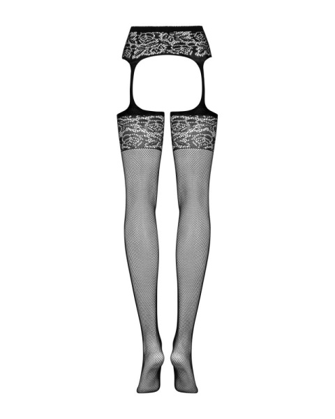 Сетчатые чулки-стокинги с имитацией гартеров Obsessive Garter stockings S500 S/M/L, черные, с доступ