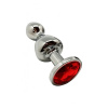 Металлическая анальная пробка Wooomy Lollypop Double Ball Metal Plug Red M диаметр 3,1см, длина 9,4с