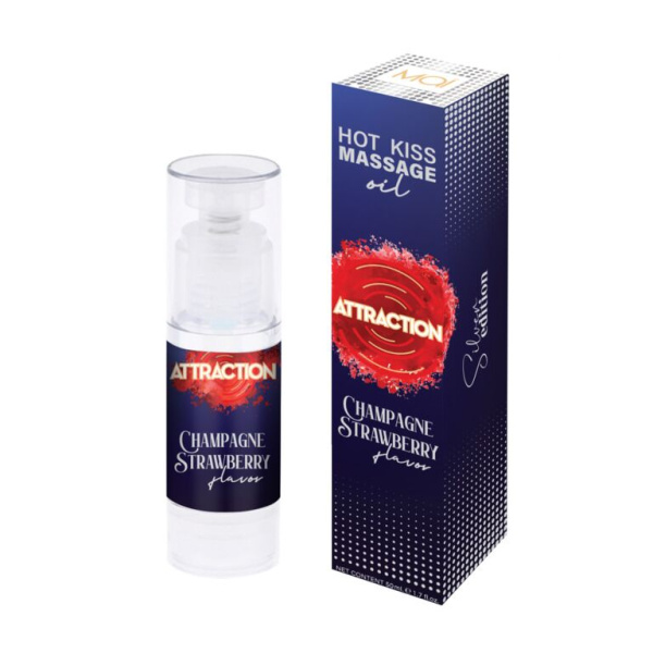 Съедобное массажное масло MAI Attraction Champagne Strawberry Hot Kiss (50 мл)