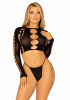 Комплект Leg Avenue Long sleeve crop top & string Black One Size