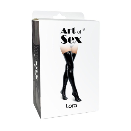 Сексуальные виниловые чулки Art of Sex - Lora, размер M, цвет черный || 