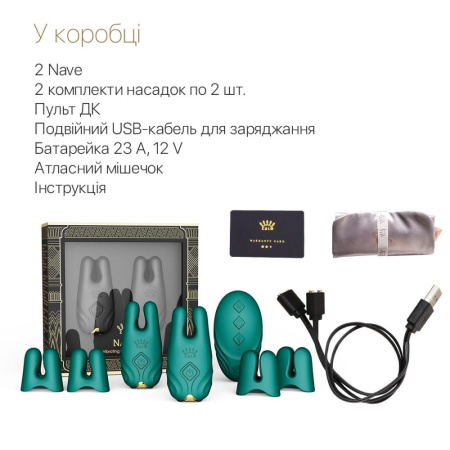 Смартвибратор для груди Zalo - Nave Turquoise Green, пульт ДУ, работа через приложение || 