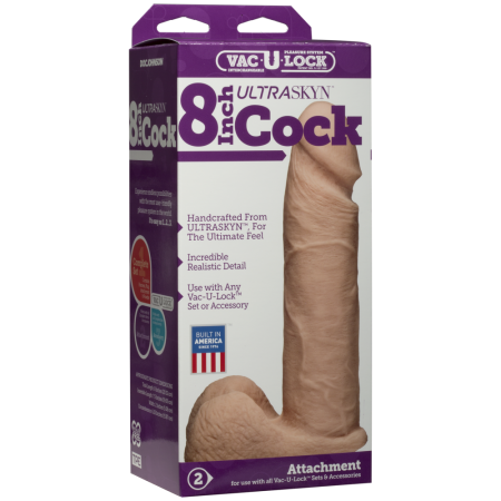 Фаллоимитатор Doc Johnson Vac-U-Lock - 8 Inch ULTRASKYN Cock White, диаметр 5,1см || 