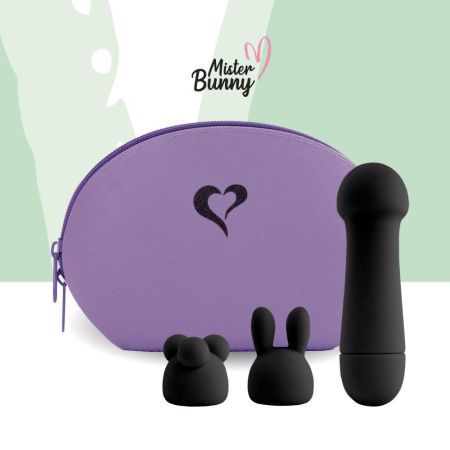 Мини-вибратор FeelzToys Mister Bunny Black с двумя насадками || 