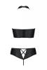 Комплект из экокожи Passion Nancy Bikini 4XL/5XL black, бра и трусики с имитацией шнуровки || 