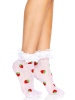 Носки женские с клубничным принтом Leg Avenue Strawberry ruffle top anklets One size, кружевные манж || 